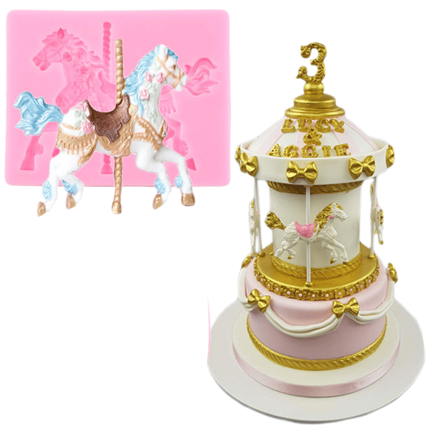 3D Karrusel Hest Form, Silikone Fondant Kageforme, Kitch