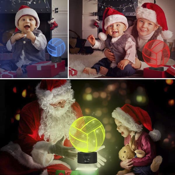 Volleyball 3D Lampe Optisk Illusion Natlys, Elstey 7 Farveskiftende
