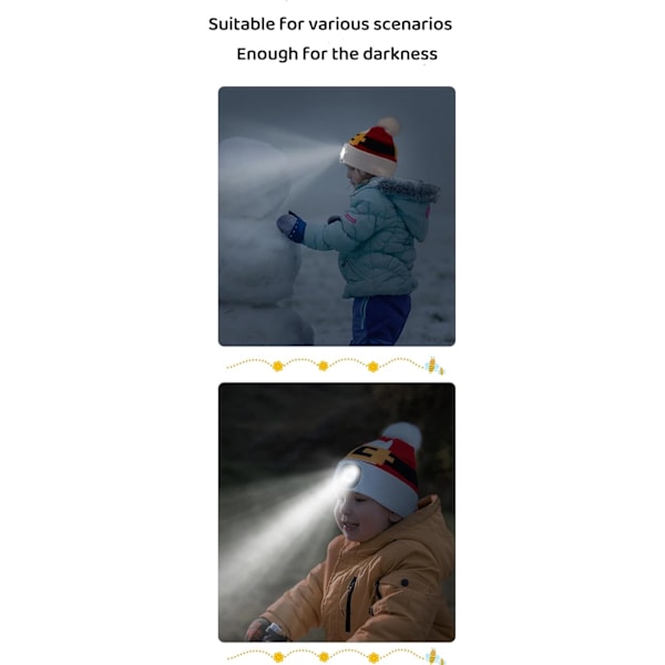Lasten pipo; Valohattu; LED-valohattu; Neulohattu; Lämmin hattu Red