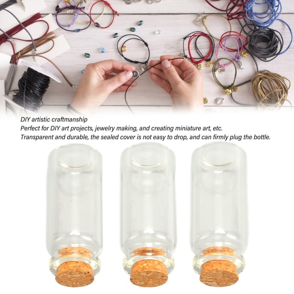 24 st 20 mm diameter glasdrivande flaska transparent önskeflaska flerfunktionsmeddelandeflaska för bröllopsfest