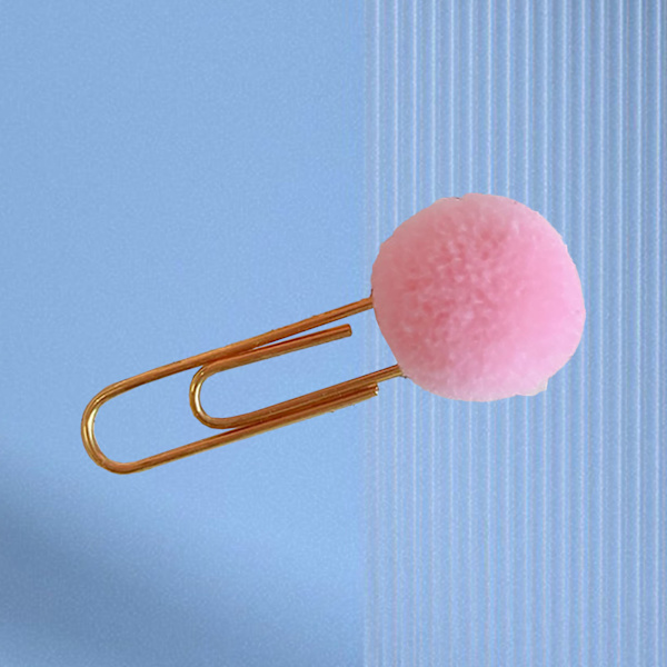 Rosa bollpappersklämma japansk stil rolig metall söt bollpappersklämma för studentkontor