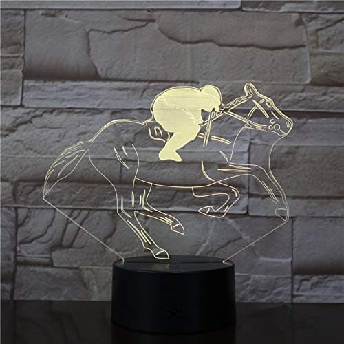 3D Hestevæddeløb Natlampe Illusion Natlampe 7 Farver