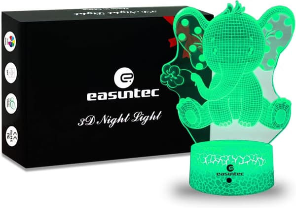 Havfrue + Elefant 3D Nattelys (2 i 1 pakke)