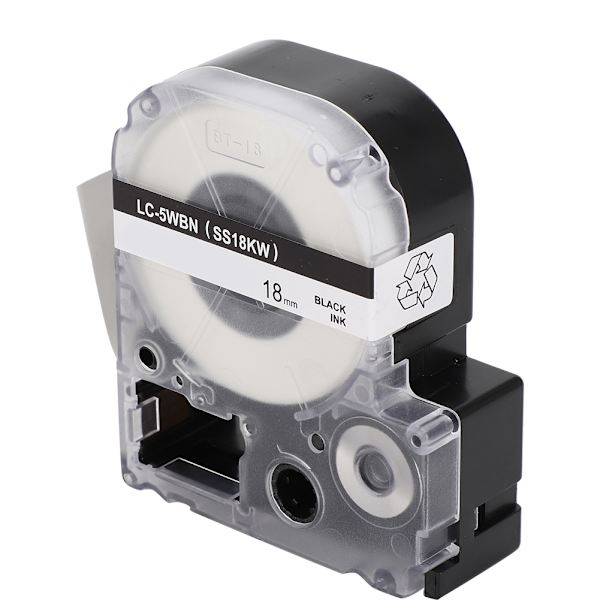 Termisk printtape skoleartikler sort på hvid 18mm til KING JIM / EPSON etiketmaskine