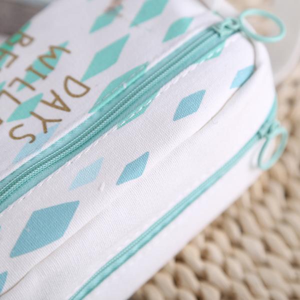 Stor Kapacitet Lærred Blyantsæske Pen Box Pung Stationery Makeup Kosmetik Taske(rhombisk)