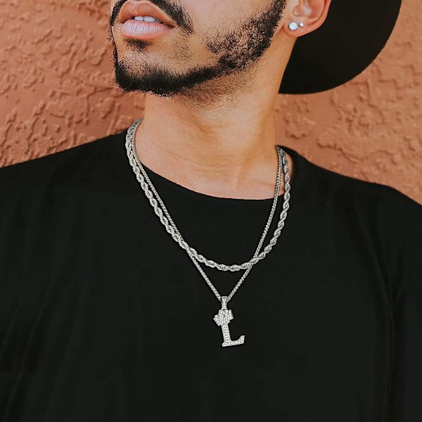 Kruunu Alku A-Z Kaulakoru, Iced Out Kirjainriipus 22-24 Tuuman Ketjulla, Miehet Naiset Bling Hip Hop Aakkoset Nimi Korut Lahja Suuret Alku Kirjaimet Kaulakorut L Silver