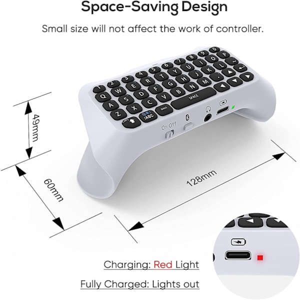 Trådlös handkontrolltangentbord för PS5, Bluetooth 3.0 Mini Por
