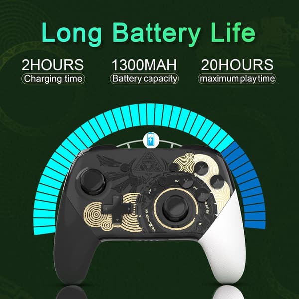 Switch Controllers Trådløs Kompatibel med Switch/Lite/OLED, med 1300mAh Batteri, Controller til Switch med 6-Akser Bevægelse, Vibration, Wake Up Funktion