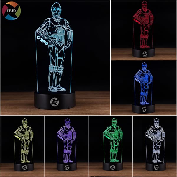 3D Optisk Illusjon Nattlys - 7 LED Fargeskiftende Lampe