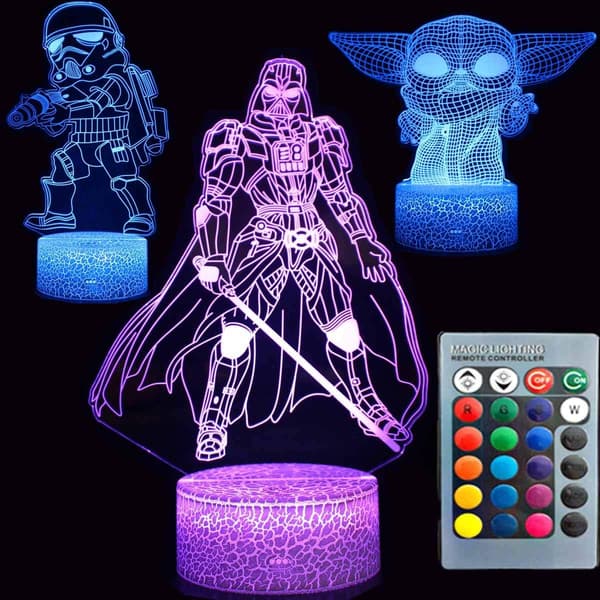 3D Illusion Star Wars Natlampe Tre Mønstre 7 Farveskift