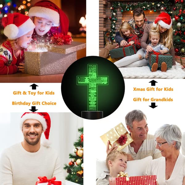 Jesus Kors 3D Nattlys, Kristus Optisk Illusjon Lys 1