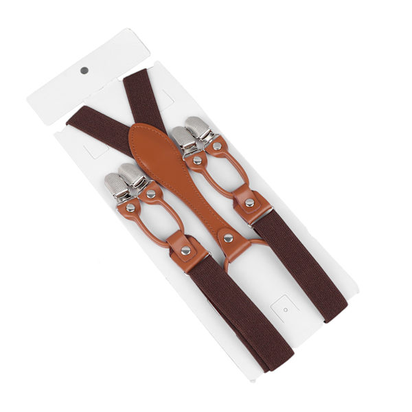 Herr Suspender Dubbelskiktad Justerbar Elastisk Bekväm Heavy Duty Suspender för Män Man Mörk Kaffe