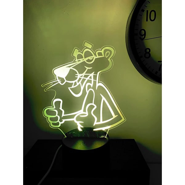 Rosa Pantern lampa 3D Illusion Nattljus, Fjärrkontroll Tab