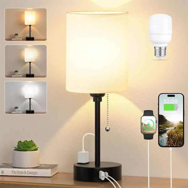 Små Sengebordslamper 3 Farvetemperaturer - Træk Kæde Bordlampe