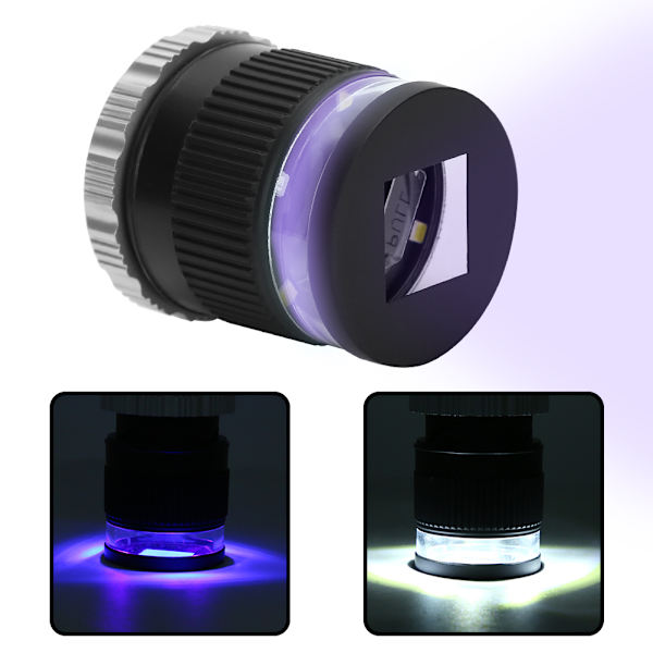 Optisk förstoringsglas Cylindrisk skala 30X Zoom Smyckeslupp med LED-lampor UV-lampa