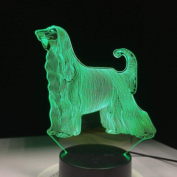 Afghan Hound Vackraste Hund 3D LED-lampa 7 Färger USB Tou