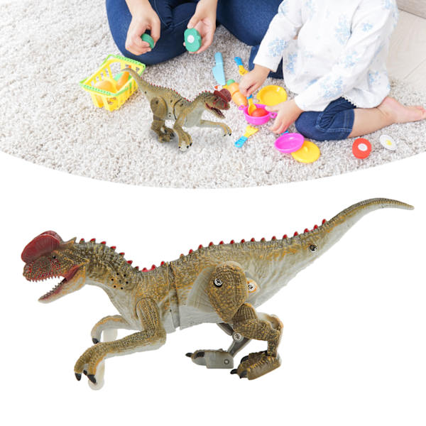 Fjärrkontroll Dinosaurie Modell 2.4G Realistisk Gående Rytande Pedagogisk RC Dinosaurie Leksak för Barn Dilophosaurus