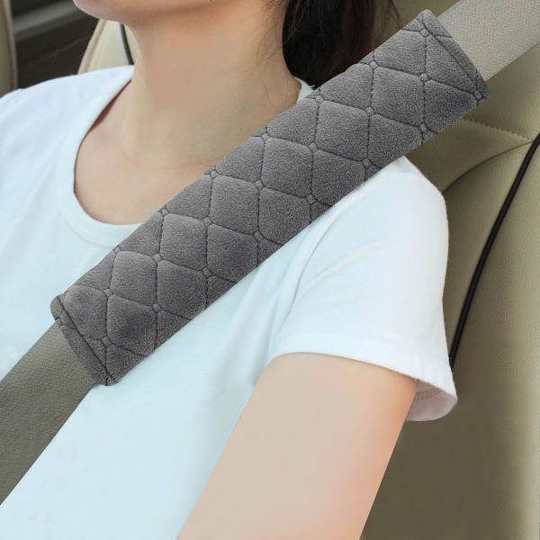 Mykt bilbeltedeksel Sikkerhetsbelte skulderpute 2 STK for en mer komfortabel kjøring kompatibel med alle biler og ryggsekk mørkegrå