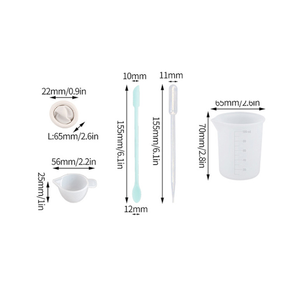 Silikoninen mittakuppi työkalusarja Spatula Sormensuojat Pipettejä Epoksihartsi Sekoitustyökalusarja Käsityökalusarja Blue 19pcs