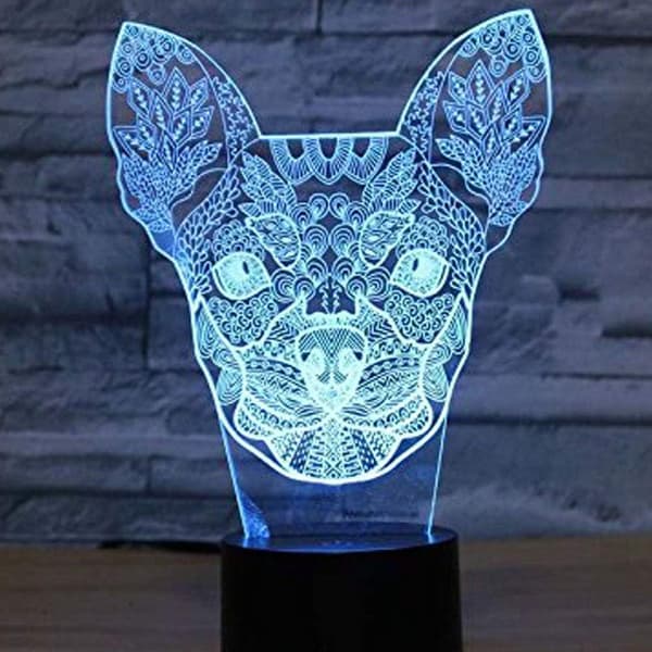 Abstrakt 3D Chihuahua Hund Optisk Illusjon Nattlampe 7