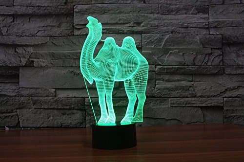 Nyhet Kamel 3D Nattlys LED USB 7 Fargeendring LED Bordlampe Julegave