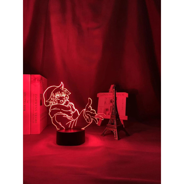 Shin Tsukimi Anime 3D Illusion Nattlampa Hemrumsdekoration Akryl LED-lampa Julgåva Lampor (16 Färger med Fjärrkontroll)