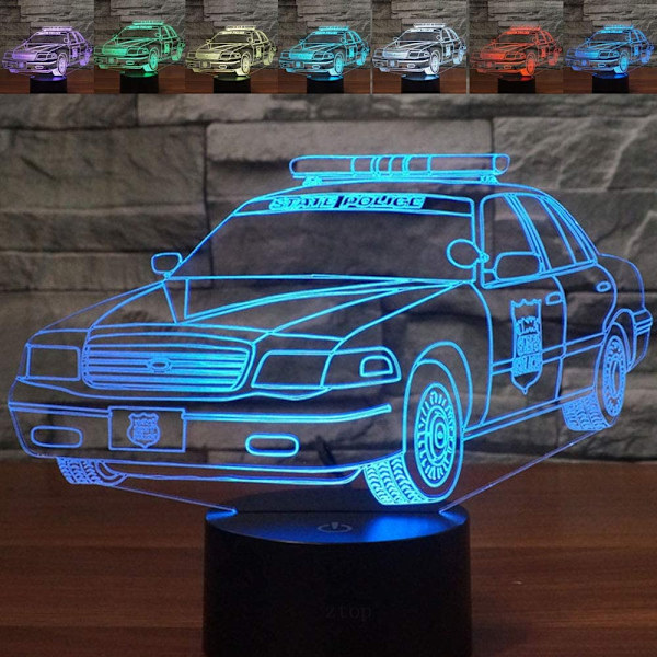 Polisbil 3D LED Nattljus Bordsskiva Optisk Illusion La