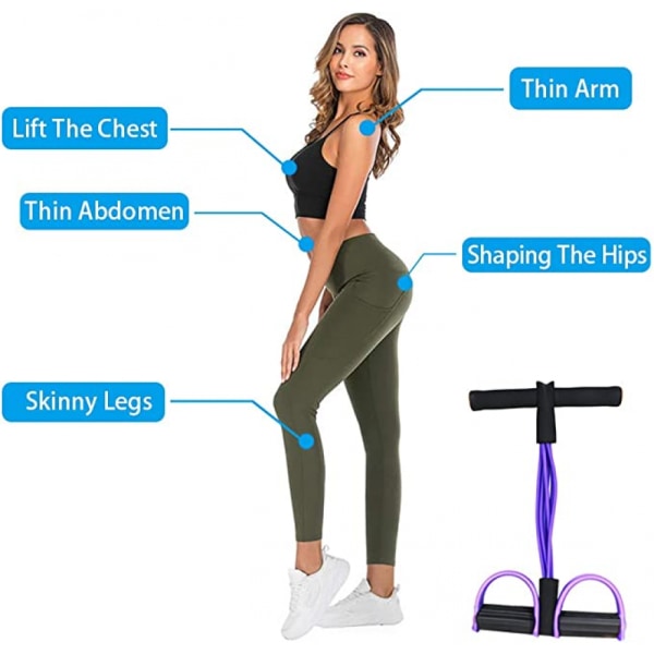 Multifunktionell spänningsrep, 6-rörs elastisk yogapedal dragare motståndsband, spänningsrep fitnessutrustning, stretchning bantning