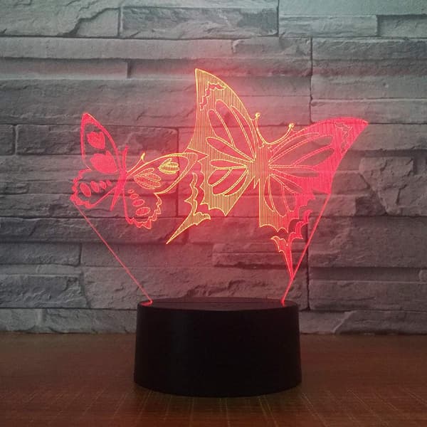 3D Sommerfugl Nattlys Bord Skrivebord Optisk Illusjon Lamper 7