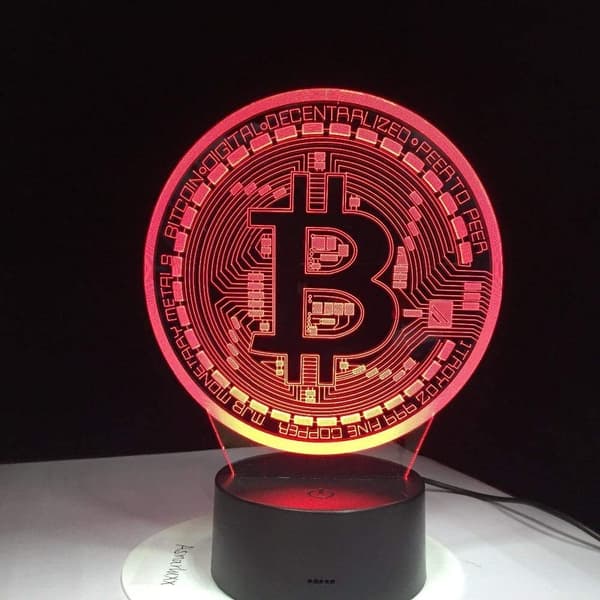 3D LED-nattlampa Illusion Bitcoin-skylt Modellin