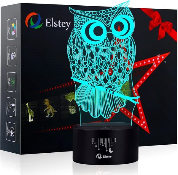 2-pack fotbolls 3D LED-nattlampa, uggla 3D-illusion