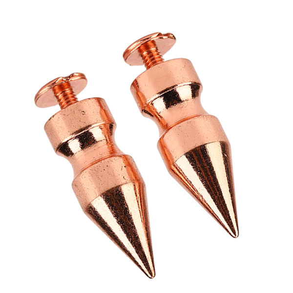 100set Roséguld Spetsiga Metall Galvanisering Burr Free Clear Tråd DIY Mässing Spikar Nitar Rock Nitar för Kläder 9x25mm