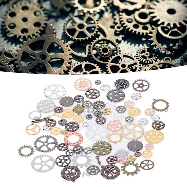 100g Steam Punk Gears DIY Färgblandning Antik Metall Steampunk Gears Glamour Hänge Klocka Hjul Växel för Hantverk