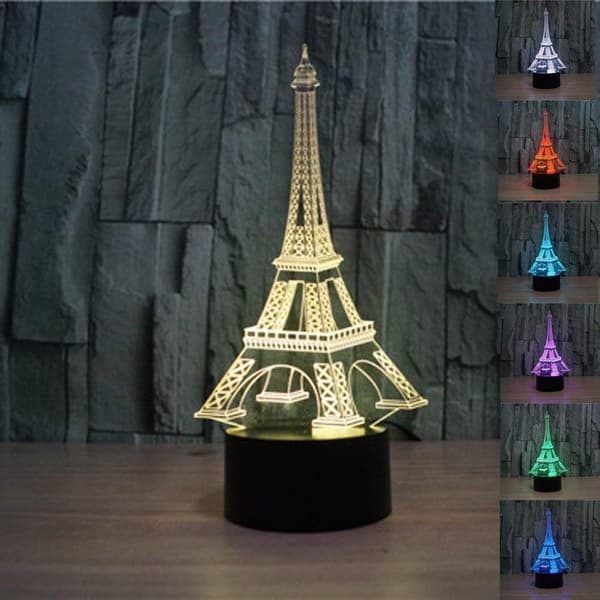 3D Illusion Lampe Eiffeltårn LED Natlys Touch Control