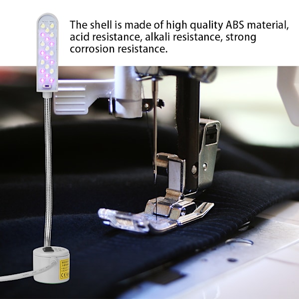 Dual Colors 20 LED-lampe Symaskine med Magnetisk Base Switch