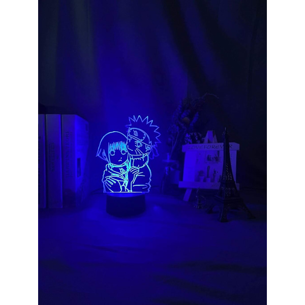 Pojkars nattlampa Naruto-tema 3D optisk illusionlampa 16 färger automatiskt växlande touch skrivbordsdekoration lampor
