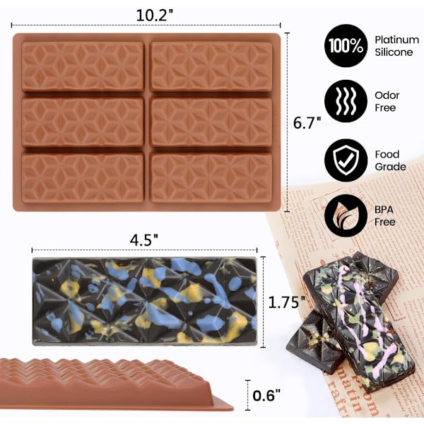 2-pack Chokladformar för Djup Choklad, Tjock Silikonform för Fylld Choklad, Vaxsmältning, Godisform