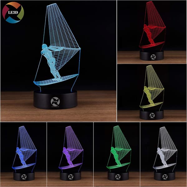 3D Optisk Illusions Natlampe - 7 LED Farveskiftende Lampe