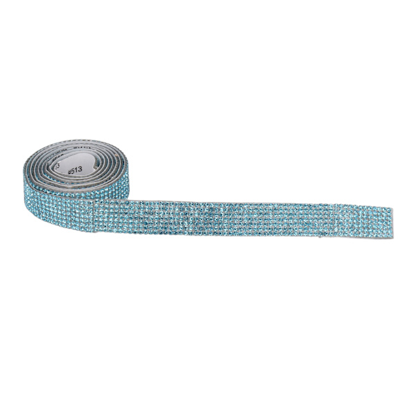 Rhinestone Strip Lake Blue 5yd Längd Självhäftande Bling Kristallband för Fest Bröllop Hem