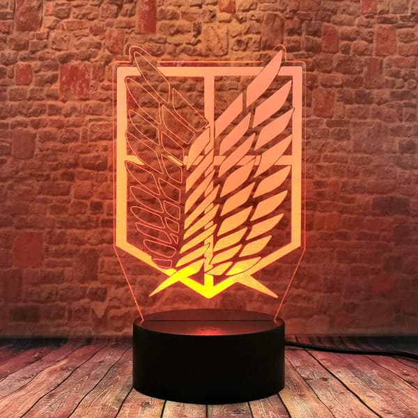 3D Illusjon Attack Titan Merch Nattlys LED Anime Lampe Ne