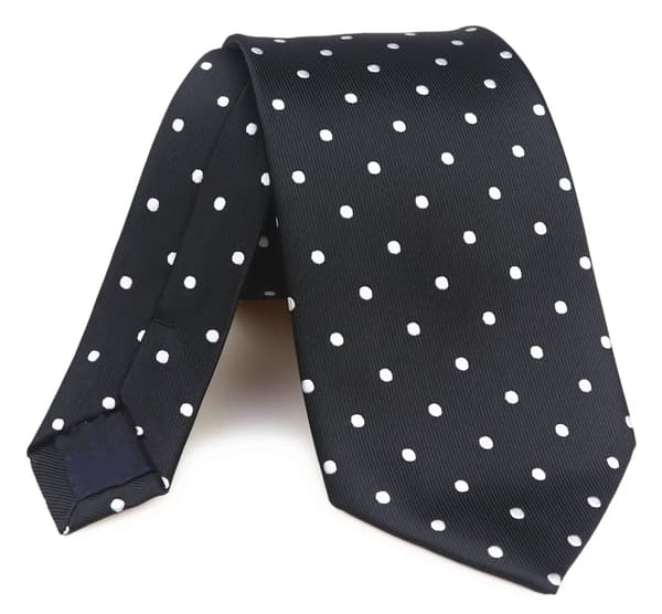 Herre sort hvid prikket slips, 3,15\" bredde 57\" længde, jacquardvævet mikrofiber polyester slips, klassisk formel forretningsbryllup Black Small Dot