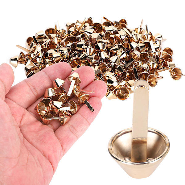 200 stk. 12 mm fødder nitter messing pung taske nitter spand form hardware montering DIY tilbehør lys guld