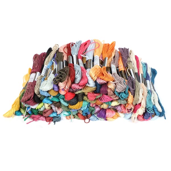 150 stk broderigarn korssting floss polyester bomullsskjær flerfarget 8 meter