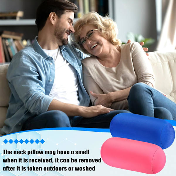 2 st mikro pärla rulle kudde 11,8 x 6,3 tum mjuk kudde bolster cylindrisk kudde mikro pärla kuddar för sova hem resor nacke huvud rygg stöd Pink Blue