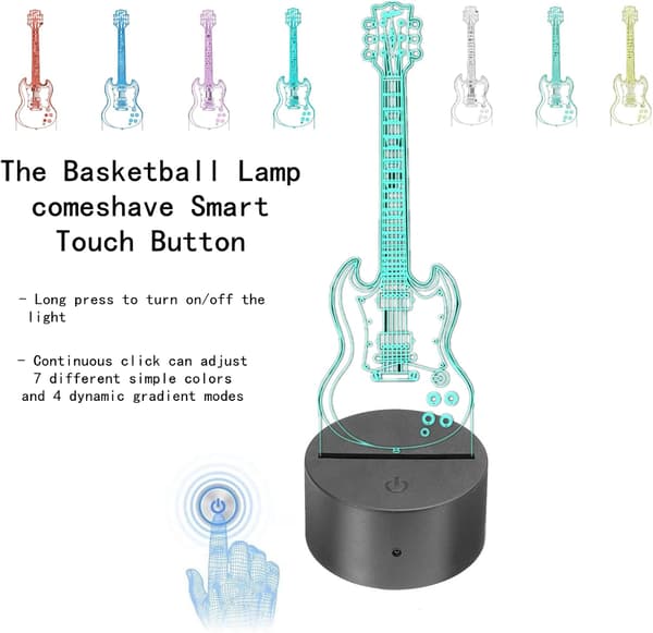 Gitar Lampe Gitar 3D Nattlys Illusjonslampe for Barn med