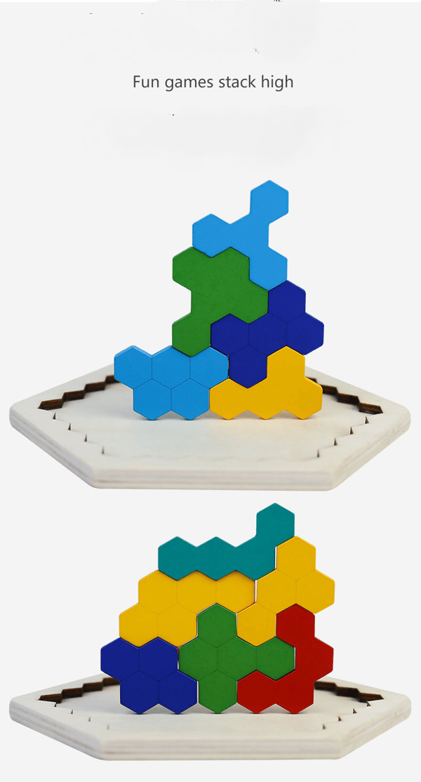 Geometrisk puslespill i tre med sekskanter