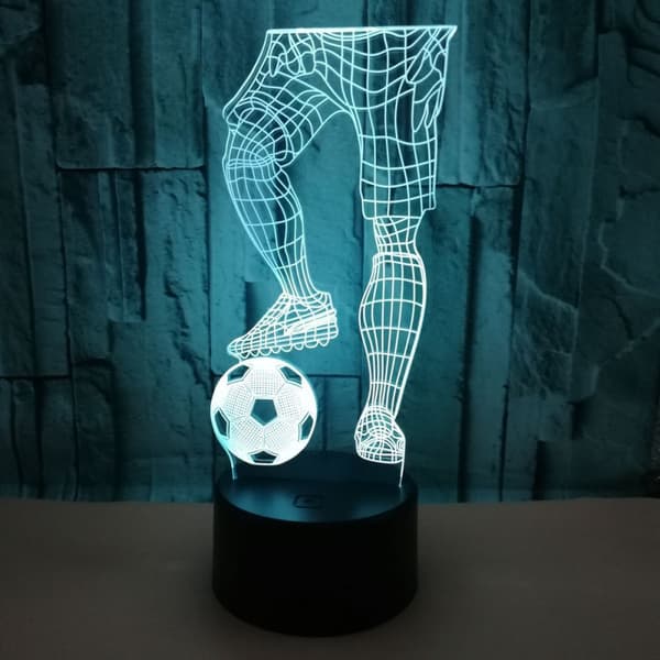 Spil Fodbold Natlampe, 3D Illusionslampe, 7 Farver Dæmpbar