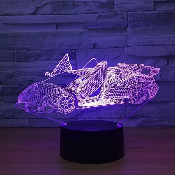 Flott Lamborghini Superbil Akryl 3D Lampe 7 Fargeendringer S
