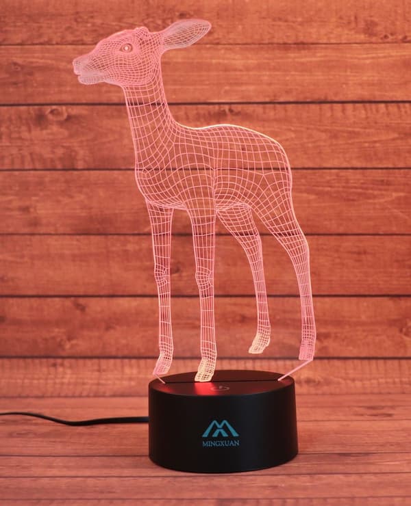 3D Dyr Hjort Natlampe 7 Farve LED Touch Bordlampe
