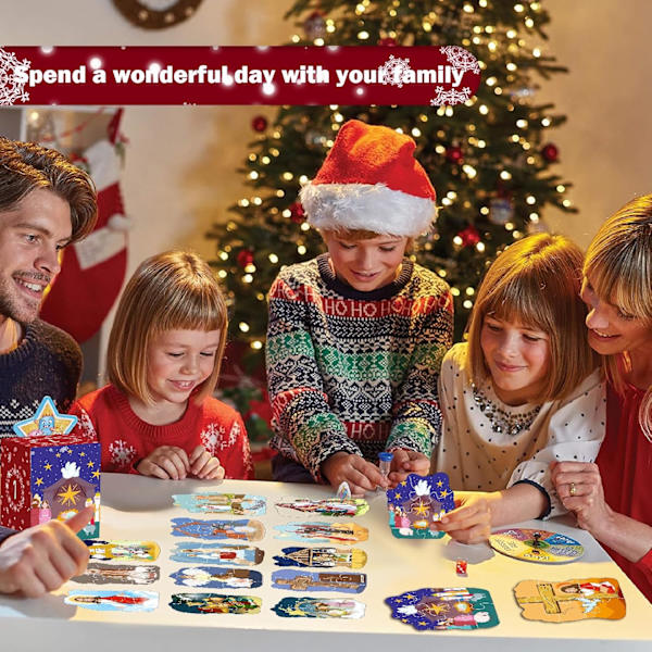 Julekalender med Julekrybbe Puslespil, 1008 Brikker Julekrybbe Puslespil Familiespil Julegaver til Børn og Voksne, Julekrybbe Kalendere Juleoverraskelsesgave